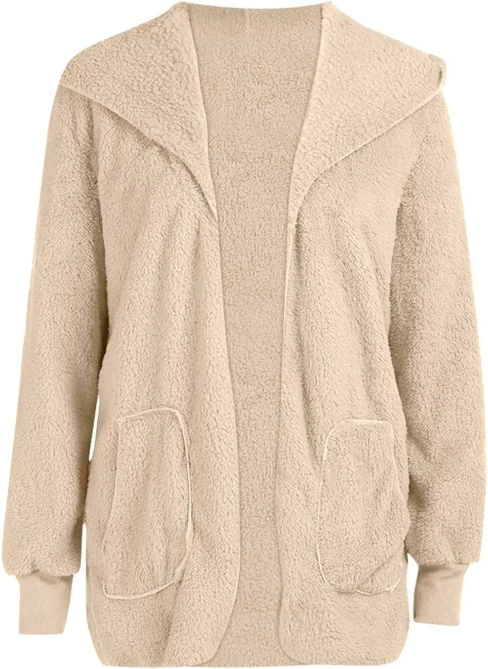 Sherpa Jacket for Women Oversized Fleece Open Front Cardigan with Hooded Fluffy Winter Coats with Pockets