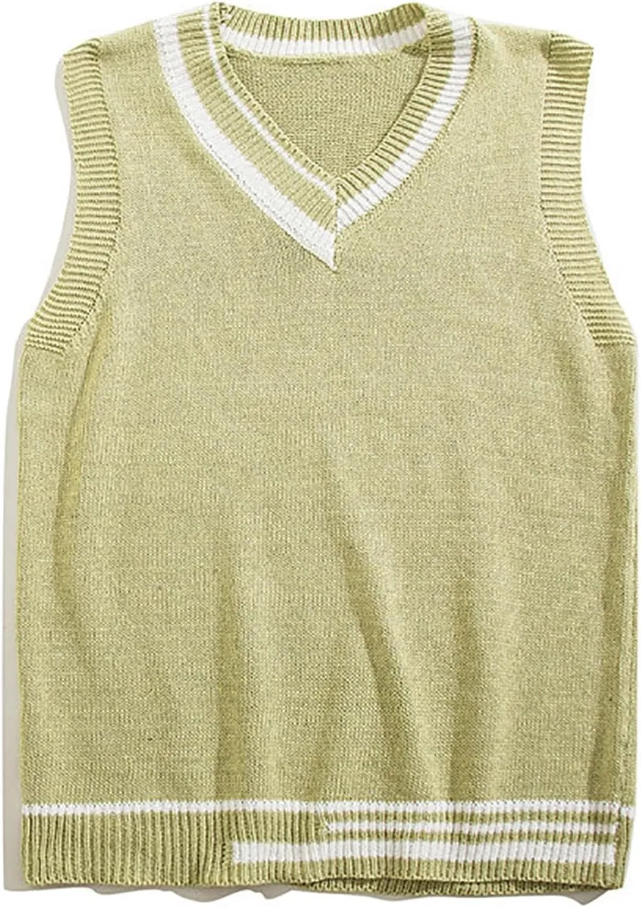 Sleeveless Sweater Vest for Men Color Block Knitted Trendy Pullover Sweater V Neck Comfort Soft Casual Jumper Tops