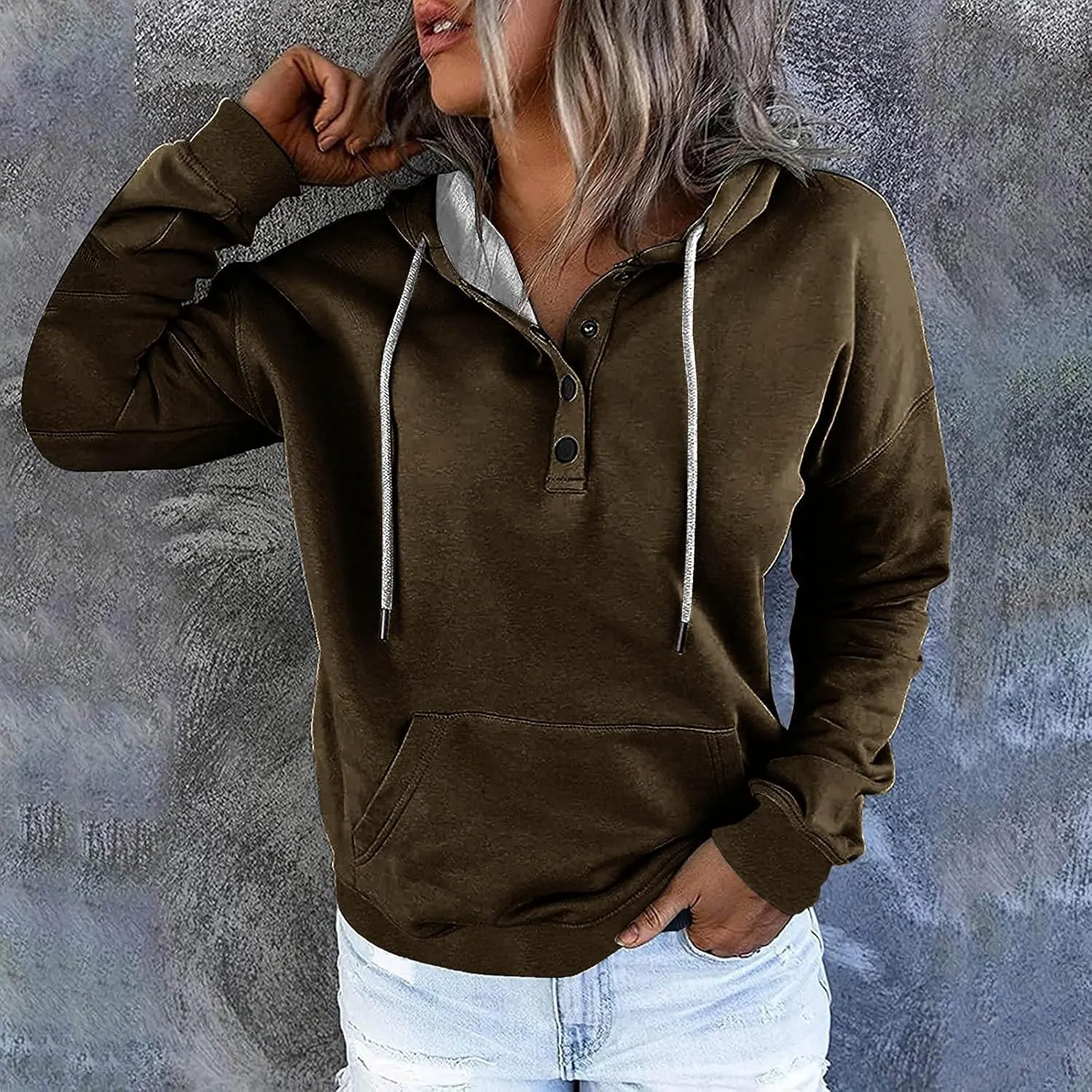 SMIDOW Hooded Sweatshirts for Women Pullover Tops Fleece Fall Winter Tunic Blouses Athletic Workout Pullover Y2K Clothes