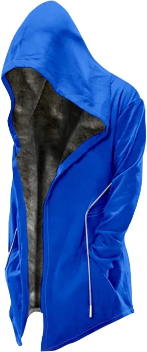 Solid Color Thickened Zipper Winter Jackets With Hood Long Sleeve Heavyweight Warm Fleece Coat, M-6XL