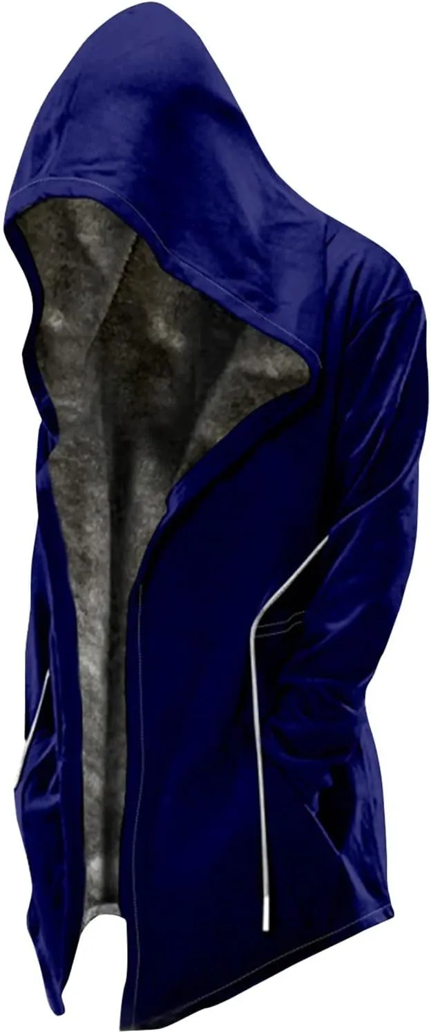 Solid Color Thickened Zipper Winter Jackets With Hood Long Sleeve Heavyweight Warm Fleece Coat, M-6XL