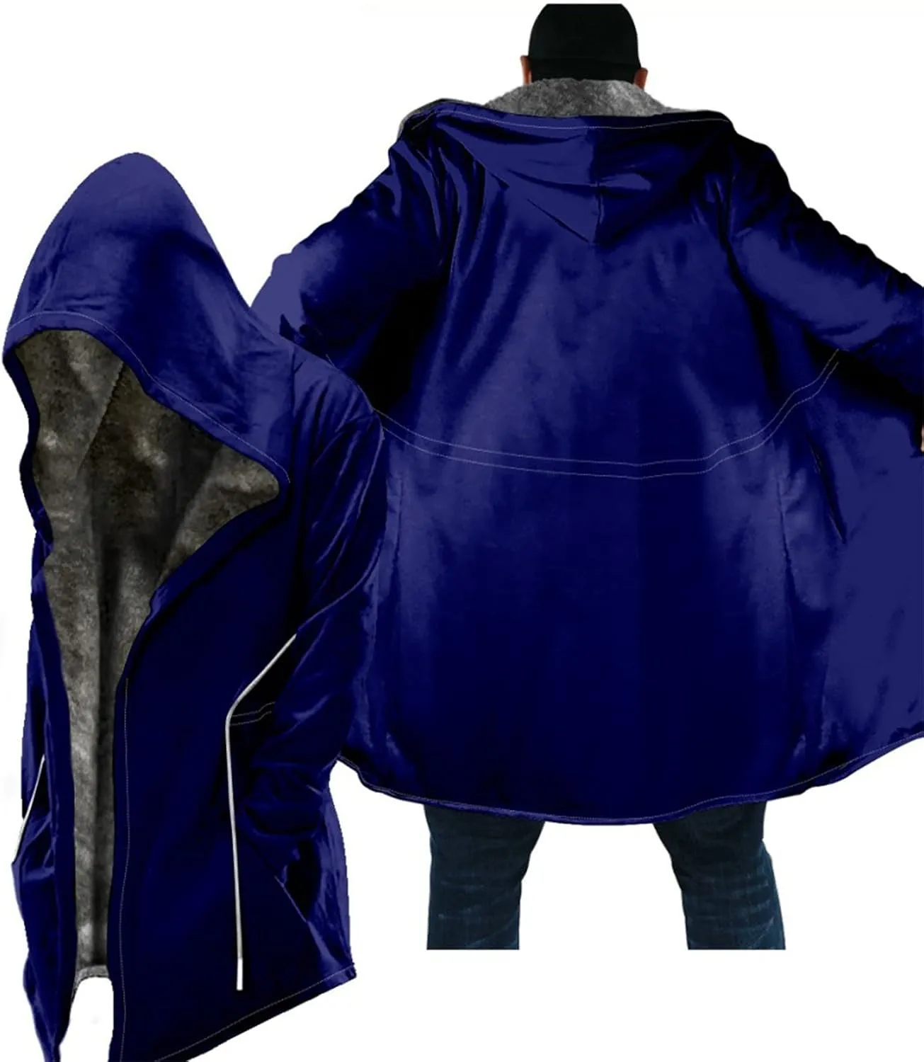 Solid Color Thickened Zipper Winter Jackets With Hood Long Sleeve Heavyweight Warm Fleece Coat, M-6XL
