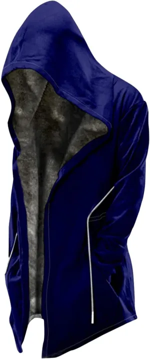 Solid Color Thickened Zipper Winter Jackets With Hood Long Sleeve Heavyweight Warm Fleece Coat, M-6XL