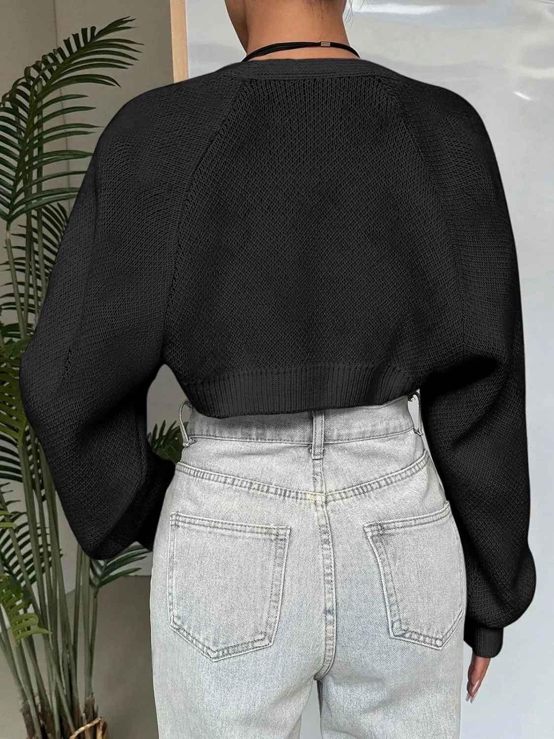 SPR&JOY Women’s Bolero Shrug Sweaters, Knitted Open Front Long Sleeve Cropped Tops, Solid Cute Sexy Casual Fashion Cardigans