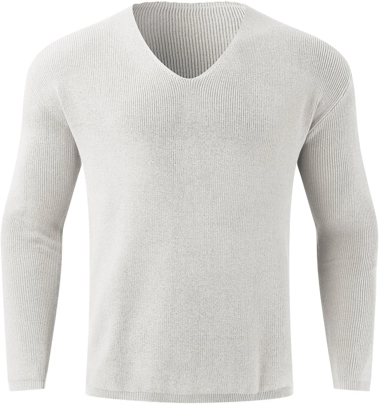 Sweater Tops for Men, V Neck Long Sleeve Knitted Lightweight Sweaters Autumn Solid Vintage Active Sportswear