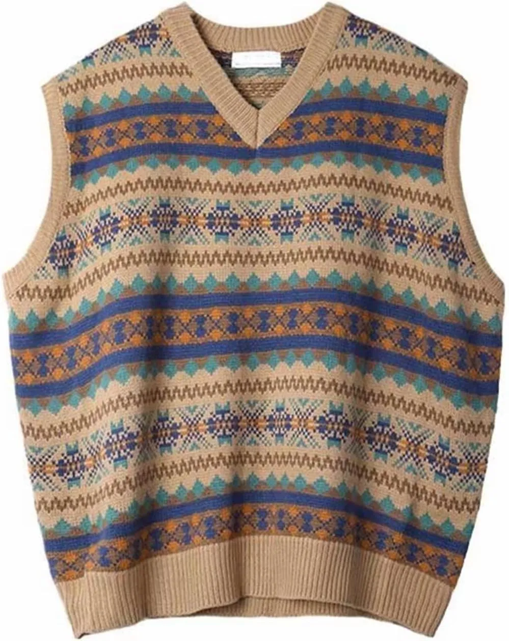 Sweater Vest Men Aztec Graphic V Neck Fall Casual Pullover Sleeveless Fashion Tops Comfort Soft Sweaters