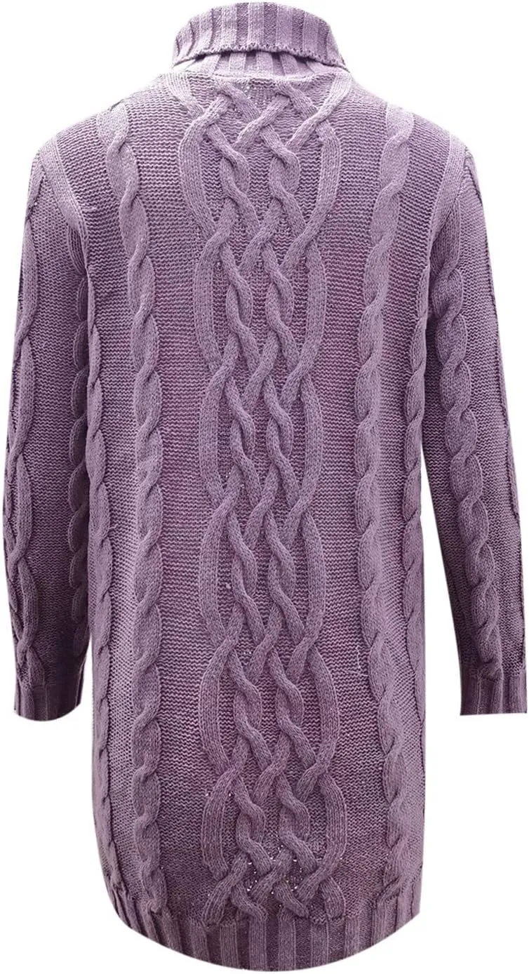 Sweaters for Women Casual Trendy Turtleneck Cable Knit Oversized Sweaters Soft Comfy Loose Fitting Fall Pullover Tops