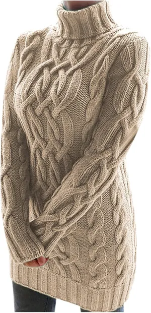 Sweaters for Women Casual Trendy Turtleneck Cable Knit Oversized Sweaters Soft Comfy Loose Fitting Fall Pullover Tops
