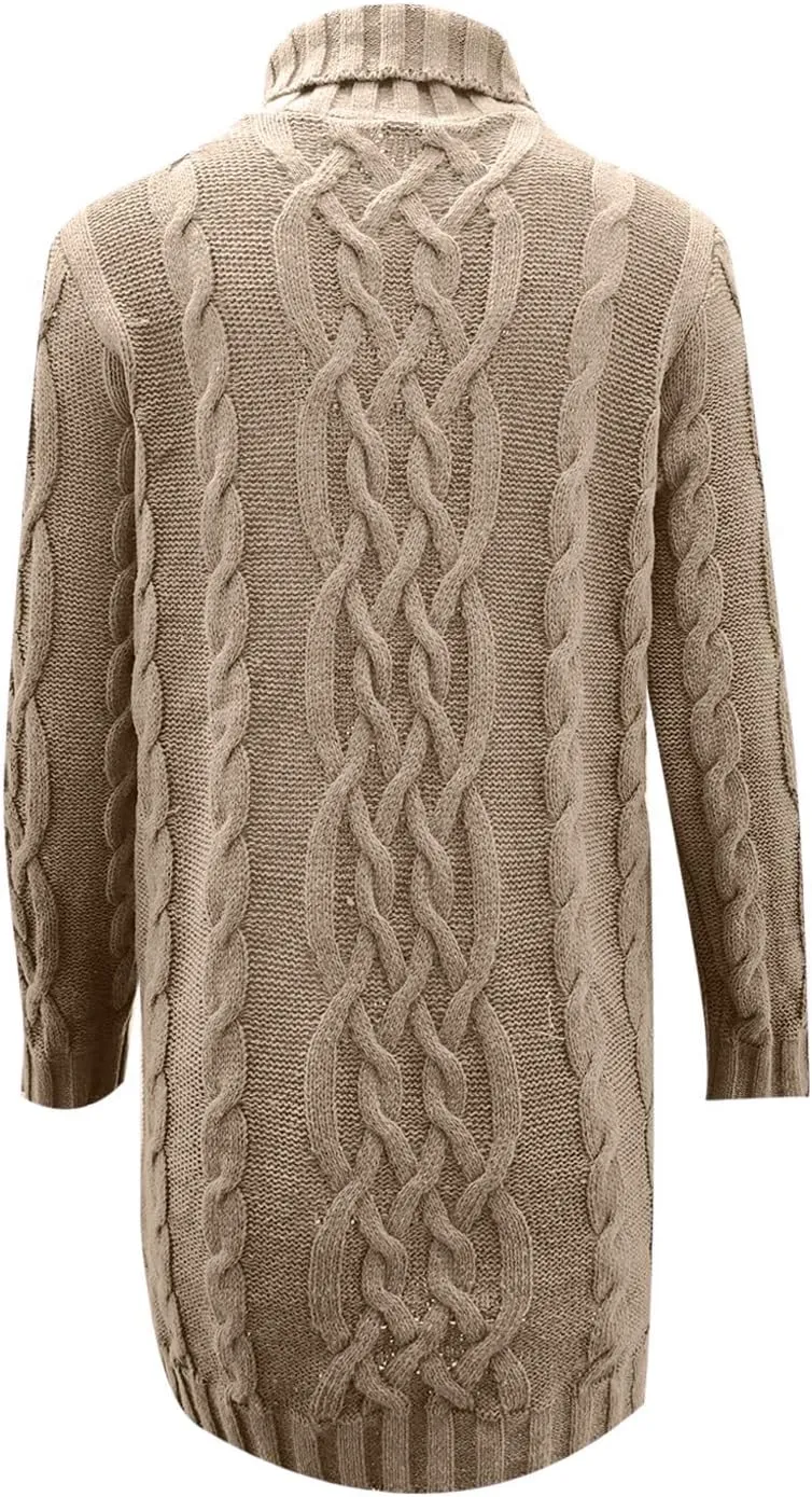 Sweaters for Women Casual Trendy Turtleneck Cable Knit Oversized Sweaters Soft Comfy Loose Fitting Fall Pullover Tops