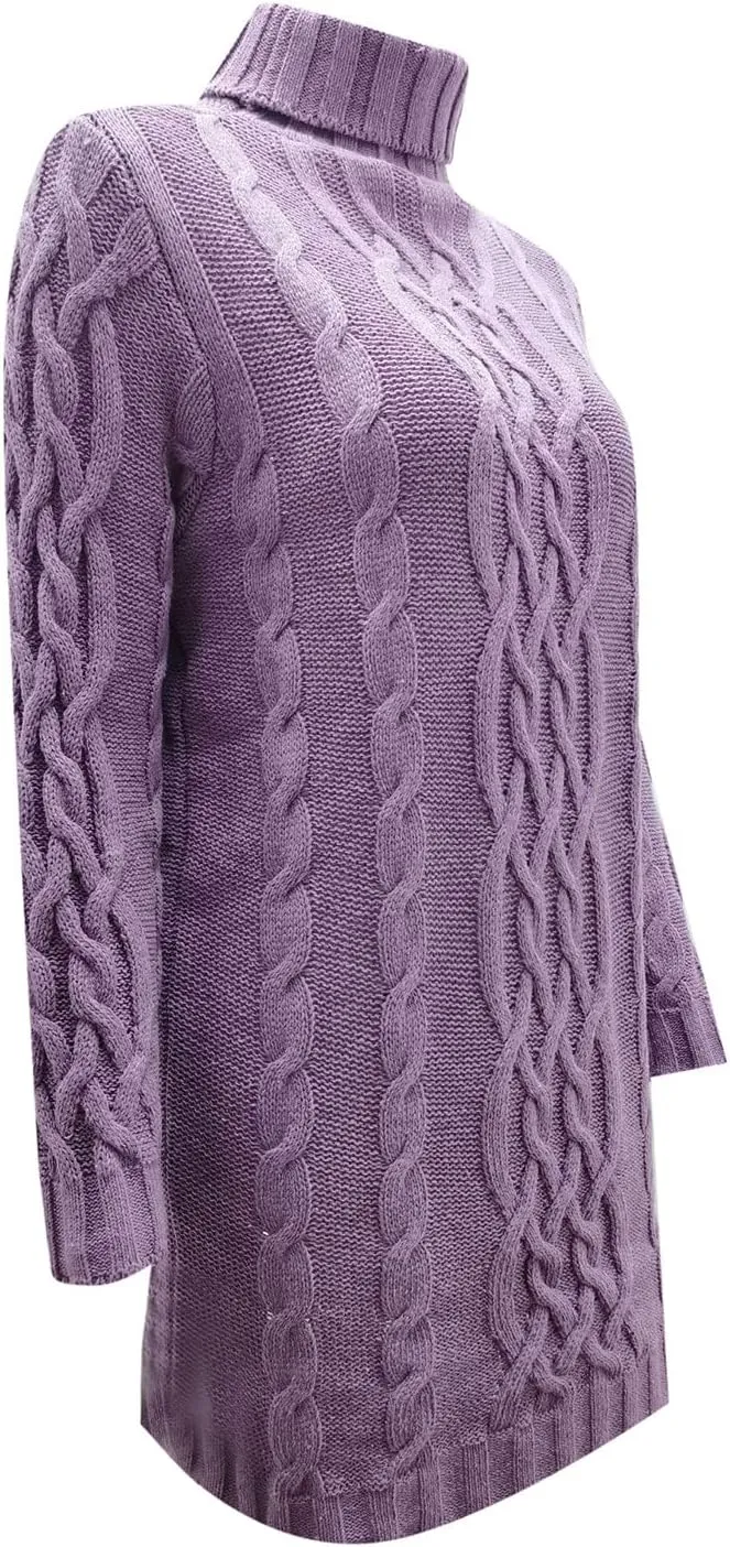 Sweaters for Women Casual Trendy Turtleneck Cable Knit Oversized Sweaters Soft Comfy Loose Fitting Fall Pullover Tops