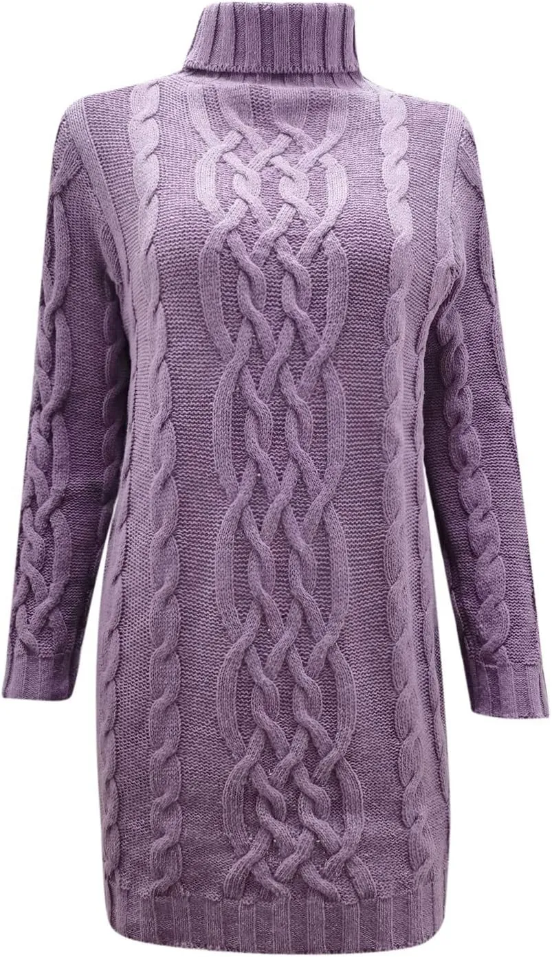 Sweaters for Women Casual Trendy Turtleneck Cable Knit Oversized Sweaters Soft Comfy Loose Fitting Fall Pullover Tops