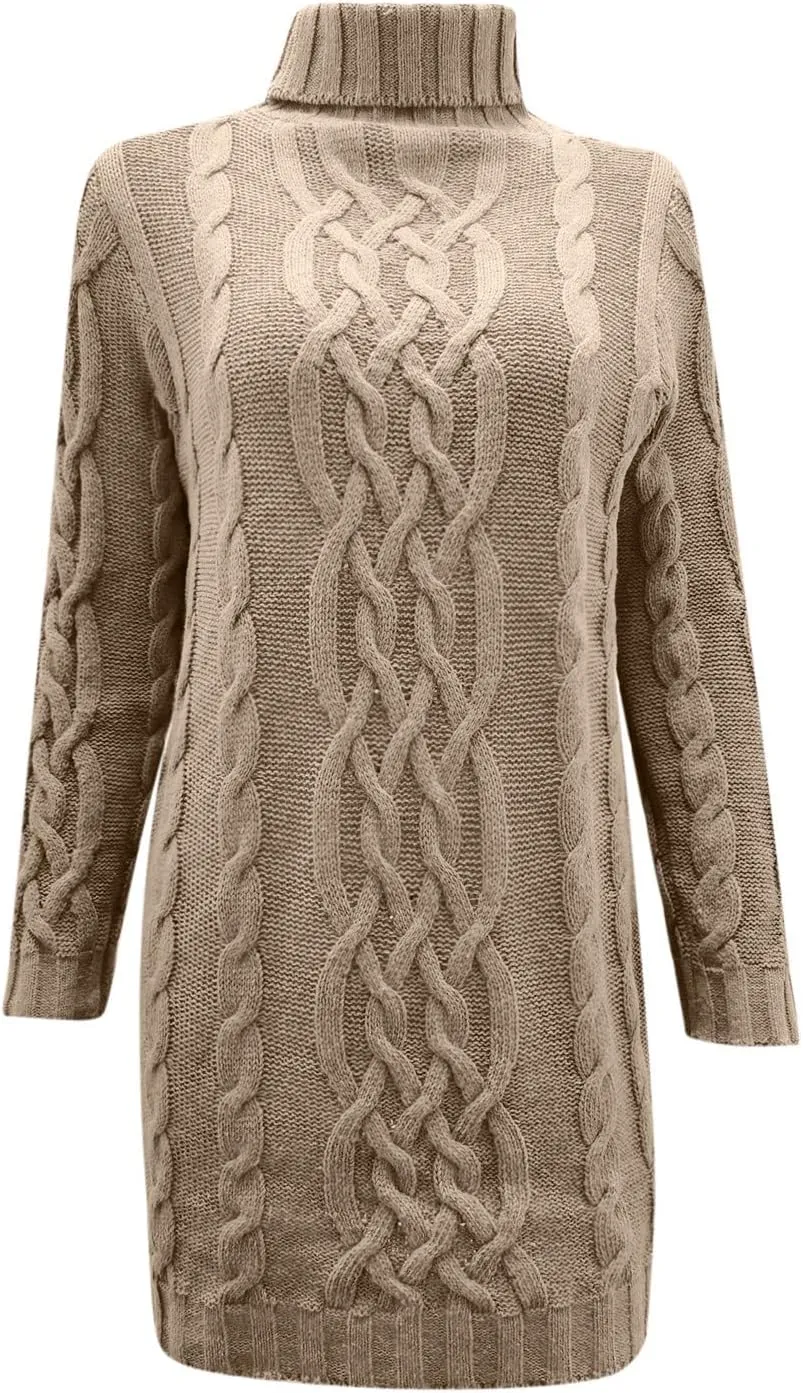 Sweaters for Women Casual Trendy Turtleneck Cable Knit Oversized Sweaters Soft Comfy Loose Fitting Fall Pullover Tops