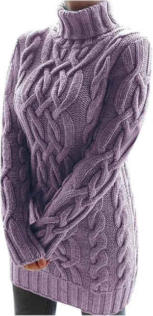 Sweaters for Women Casual Trendy Turtleneck Cable Knit Oversized Sweaters Soft Comfy Loose Fitting Fall Pullover Tops