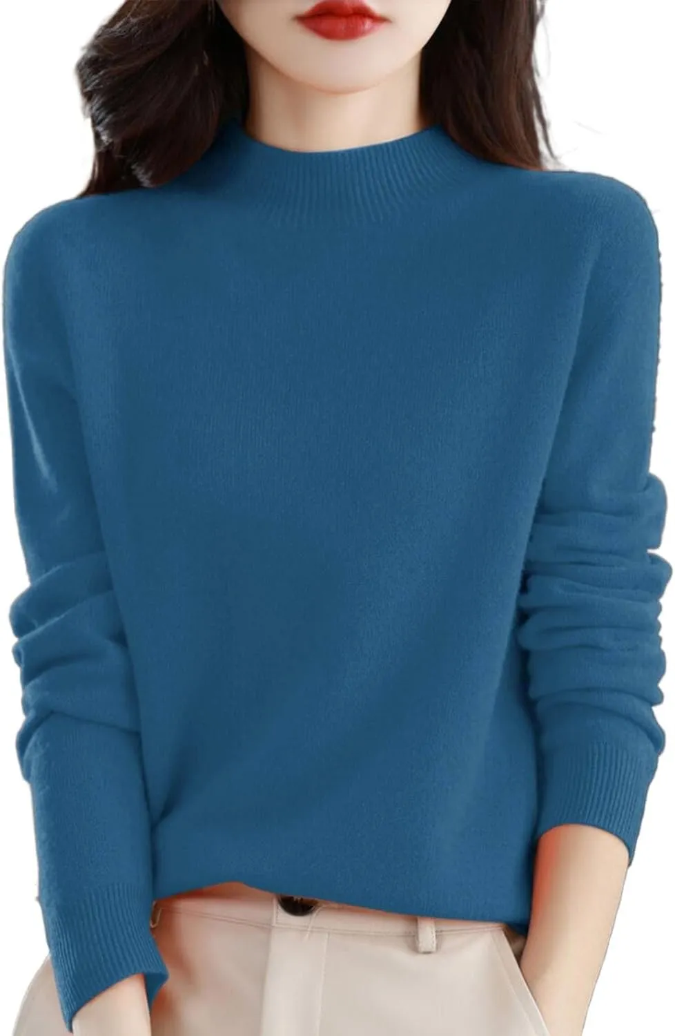 Sweaters for Women Long Sleeve Trendy Jumper Knitted Pullover Soft Warm 100% Cashmere Sweater Tops Clearance