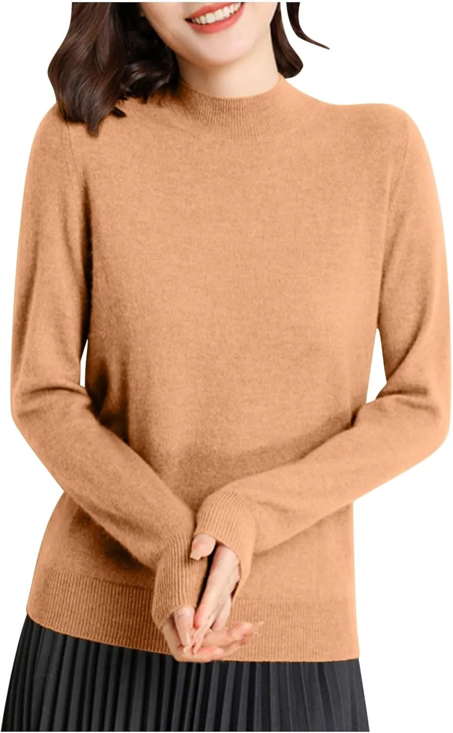 Sweaters for Women Trendy Casual Solid Color Half Turtleneck Comfy Clothes Soft Long Sleeves Slim Fit Pullover Tops