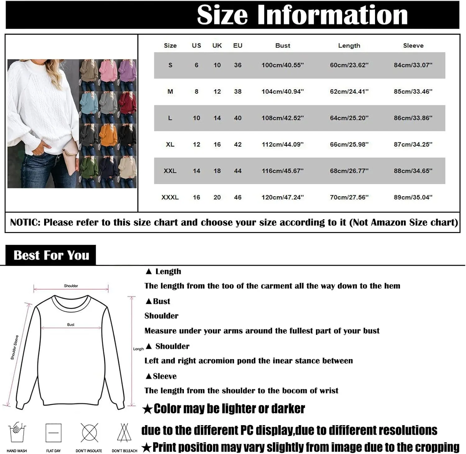Sweaters Tops for Women Crew Neck Long Lantern Sleeve Casual Loose Ribbed Knit Solid Soft Pullover Sweaters