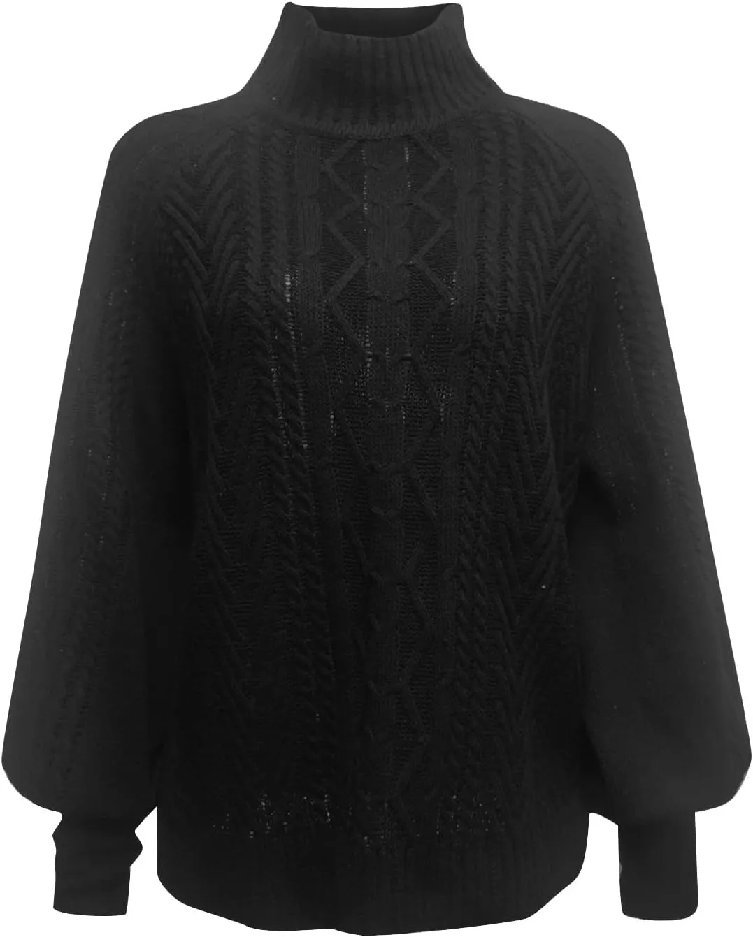 Sweaters Tops for Women Crew Neck Long Lantern Sleeve Casual Loose Ribbed Knit Solid Soft Pullover Sweaters