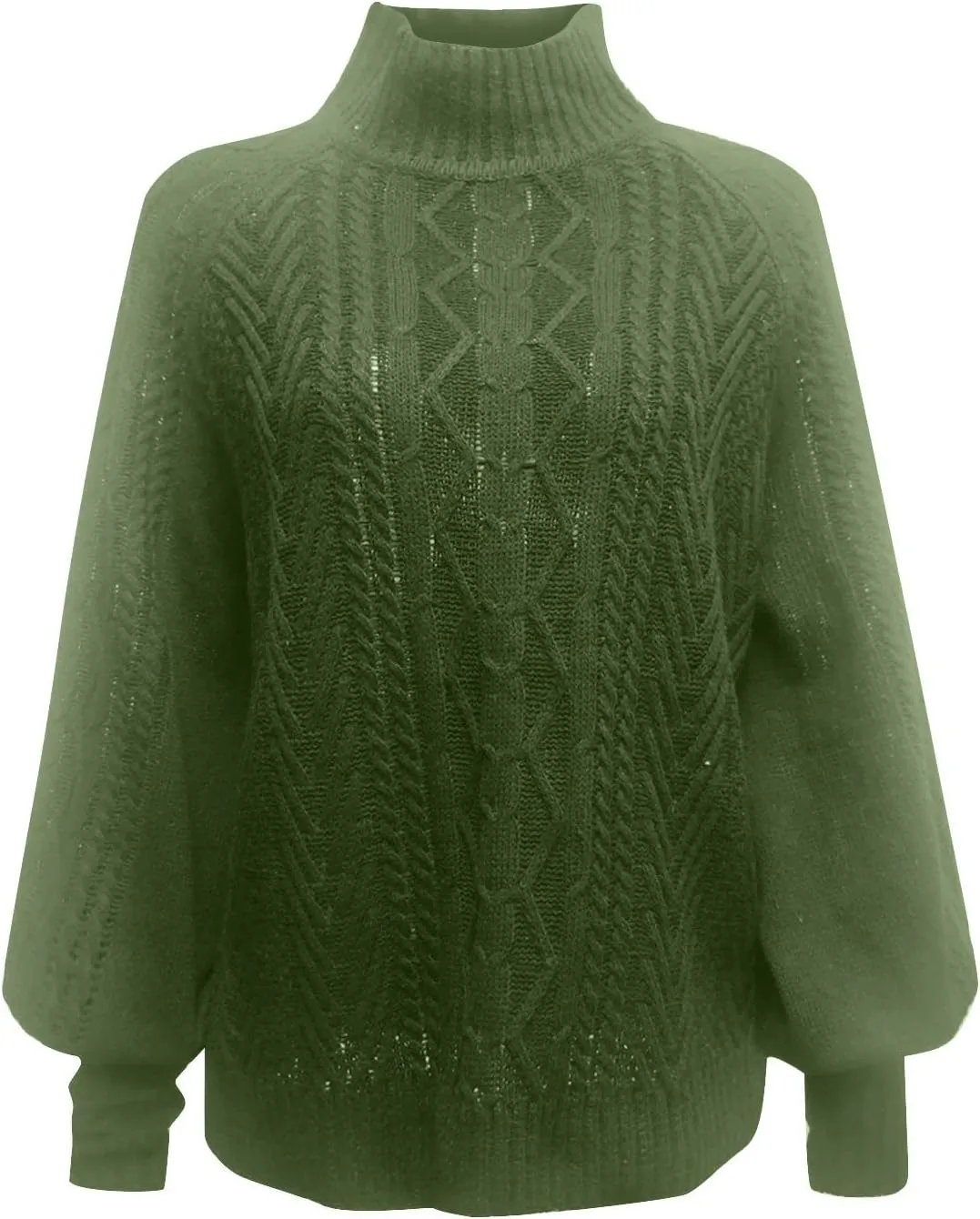 Sweaters Tops for Women Crew Neck Long Lantern Sleeve Casual Loose Ribbed Knit Solid Soft Pullover Sweaters