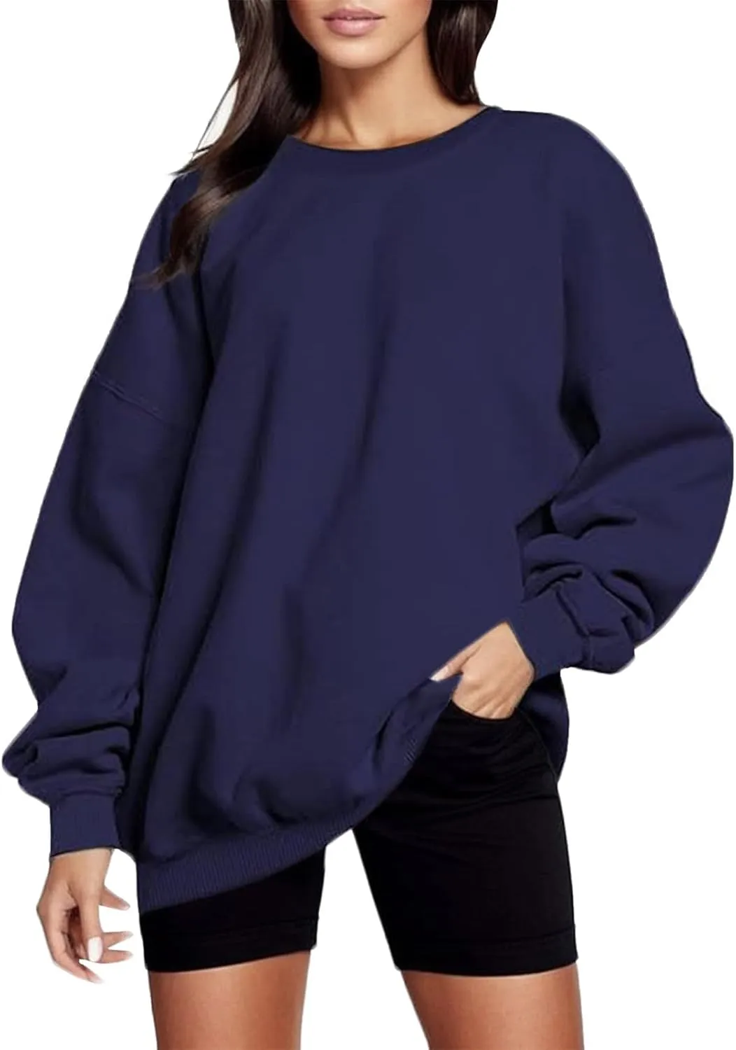 Sweatshirt for Women Fall and Winter Solid off Shoulder Women's Pullover Tops Oversized Hoodies for Women Plus Size