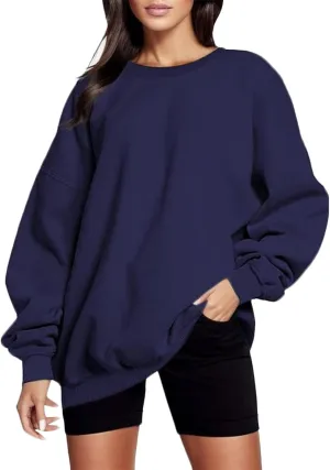 Sweatshirt for Women Fall and Winter Solid off Shoulder Women's Pullover Tops Oversized Hoodies for Women Plus Size