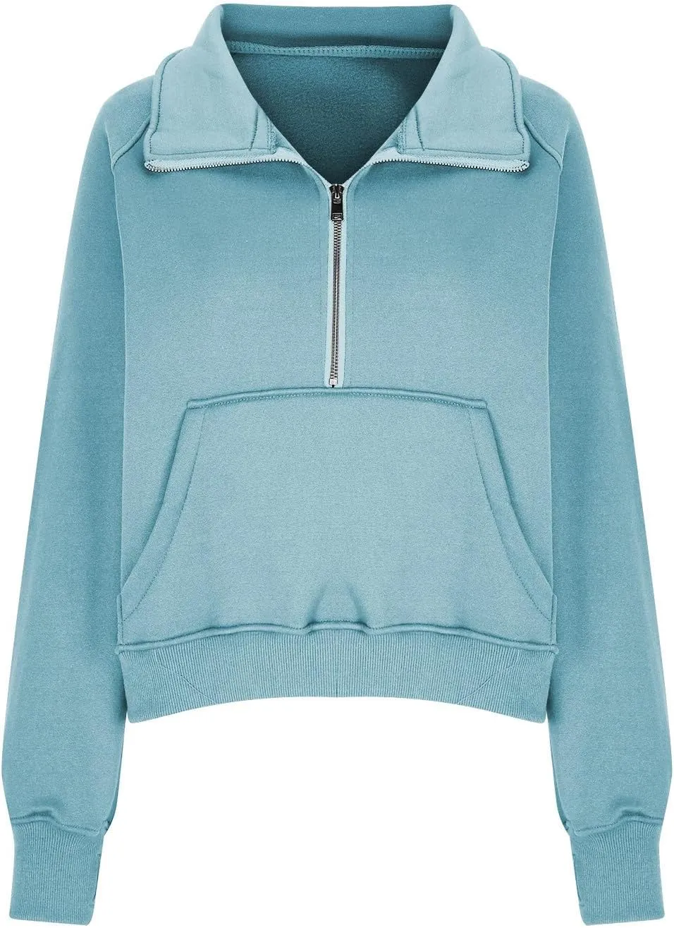 Sweatshirt For Women Half Zip Cropped Pullover With Thumb Hole Fleece Quarter Zipper Hoodies Oversized Sweatshirts