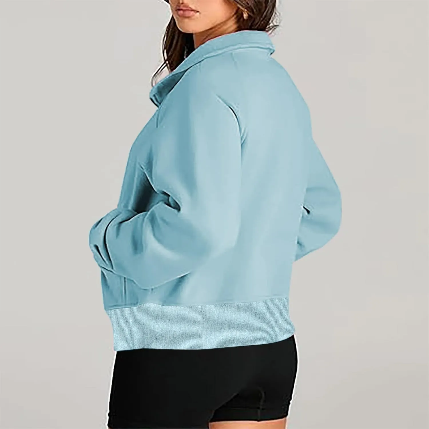 Sweatshirt For Women Half Zip Cropped Pullover With Thumb Hole Fleece Quarter Zipper Hoodies Oversized Sweatshirts