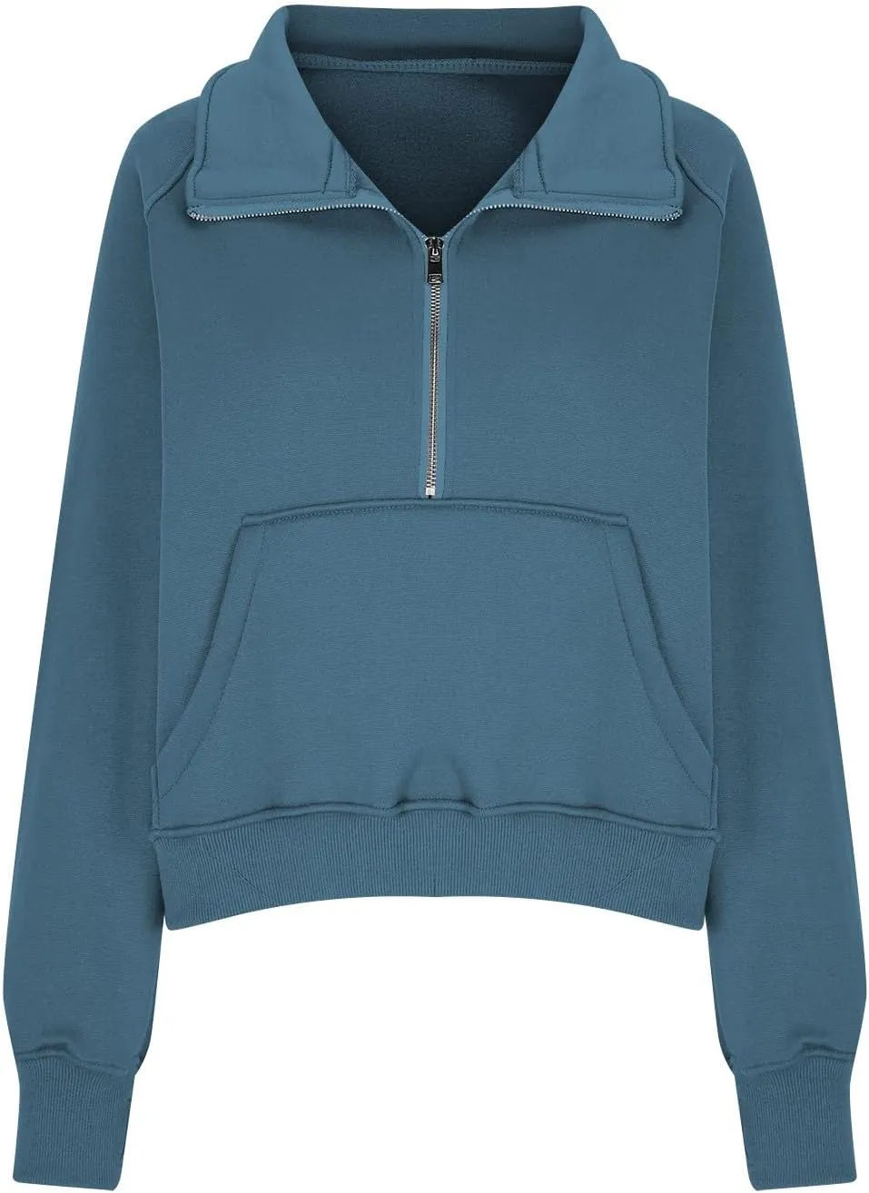 Sweatshirt For Women Half Zip Cropped Pullover With Thumb Hole Fleece Quarter Zipper Hoodies Oversized Sweatshirts