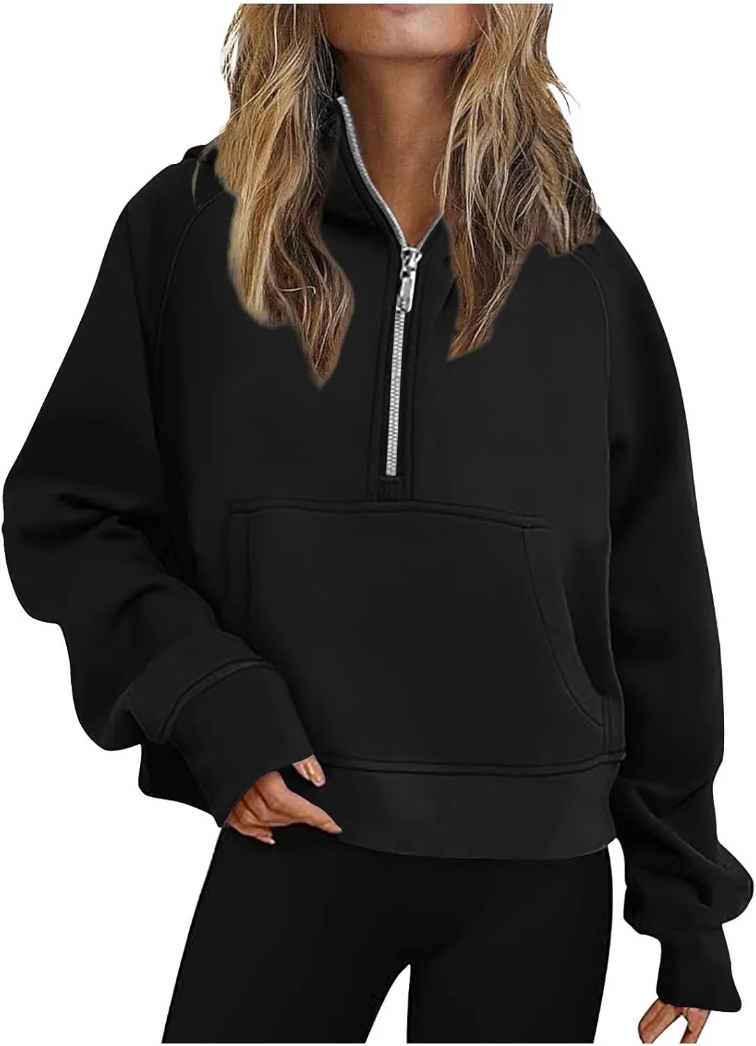 Sweatshirts for Women Haif Zip Long Sleeve Fashion Cropped Lapel Neck Sweater Pullover Tops 2024 Trendy Fall Clothes
