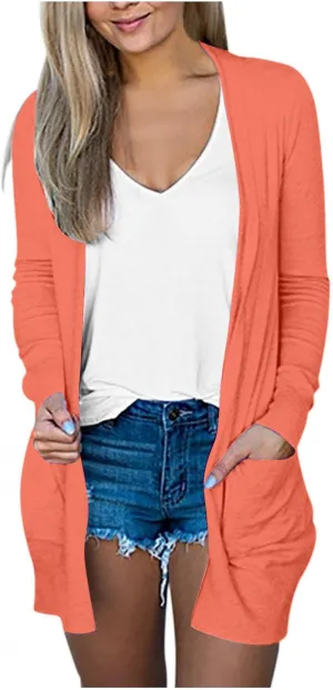 Swim Cover Up for Women Summer Long Sleeve Kimono Lightweight Open Front Cardigan Beach Vacation Clothes
