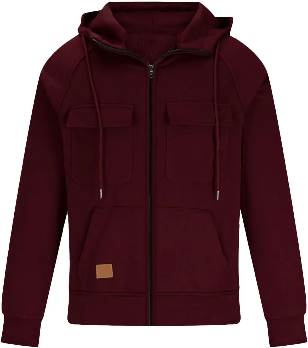 Tactical Cargo Hoodies for Men Multi Pockets Full Zip Hooded Sweatshirt Long Sleeve Drawstring Hiking Hooded Jackets