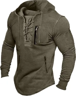 Tactical Hoodies For Men Lace Up Sweatshirts Slim Fit Athletic Hoodie Y2k Hoodies Long Sleeve Fall Sweatshirt