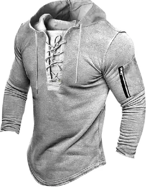 Tactical Hoodies For Men Lace Up Sweatshirts Slim Fit Athletic Hoodie Y2k Hoodies Long Sleeve Fall Sweatshirt