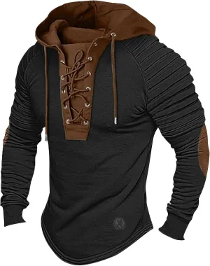 Tactical Hoodies For Men Lace Up Sweatshirts Slim Fit Athletic Hoodie Y2k Hoodies Long Sleeve Fall Sweatshirt