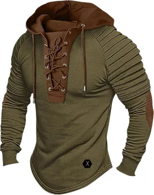 Tactical Hoodies For Men Lace Up Sweatshirts Slim Fit Athletic Hoodie Y2k Hoodies Long Sleeve Fall Sweatshirt