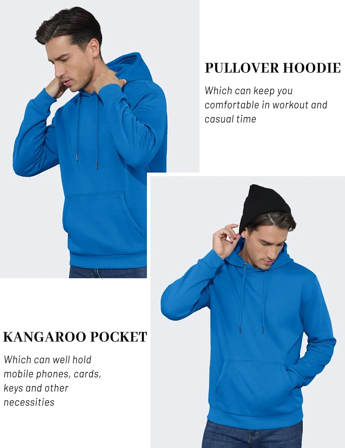 TACVASEN Men's Athletic Hoodies Fleece Lined Sweatshirt Pullover Soft Casual Hooded Sweatshirt with Pocket