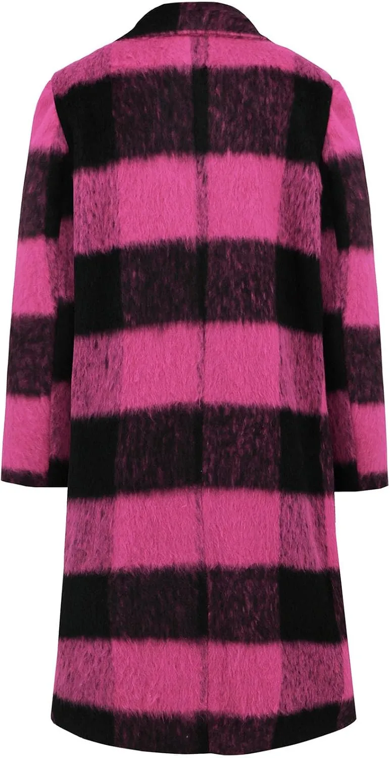 Trench Coat for Women 2024 Double Breasted Plaid Coat Wool Blend Pea Coat Vintage Trench Coat Fall Winter Outfits