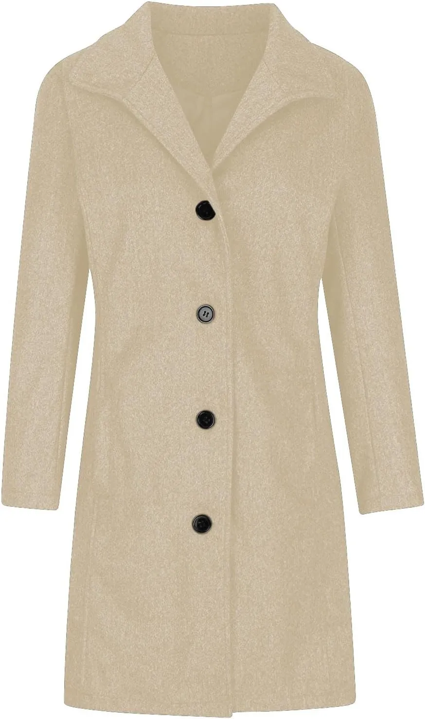 Trench Coat Women Faux Wool Single Breasted Pea Coat Mid Length Oversized Loose Long Trench Coat Dress Coat