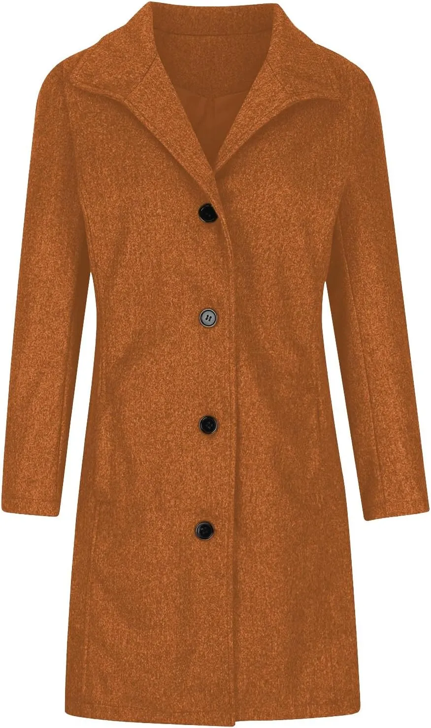 Trench Coat Women Faux Wool Single Breasted Pea Coat Mid Length Oversized Loose Long Trench Coat Dress Coat