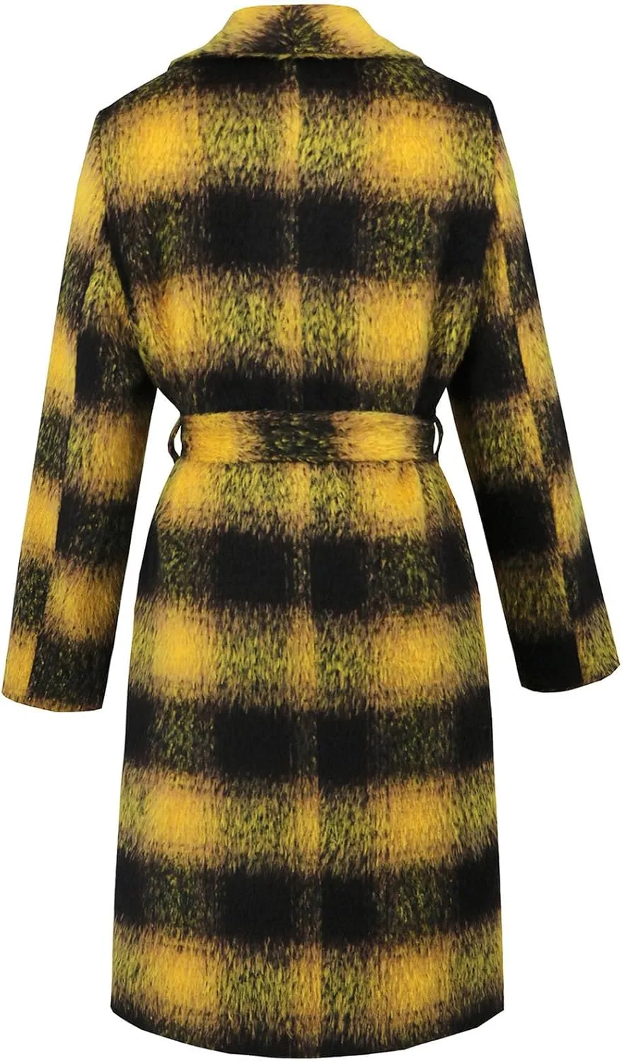 Trench Coat Women with Belt Double Breasted Plaid Coat Wool Blend Peacoat Lapel Overcoat Fashion Fall Winter Outfits
