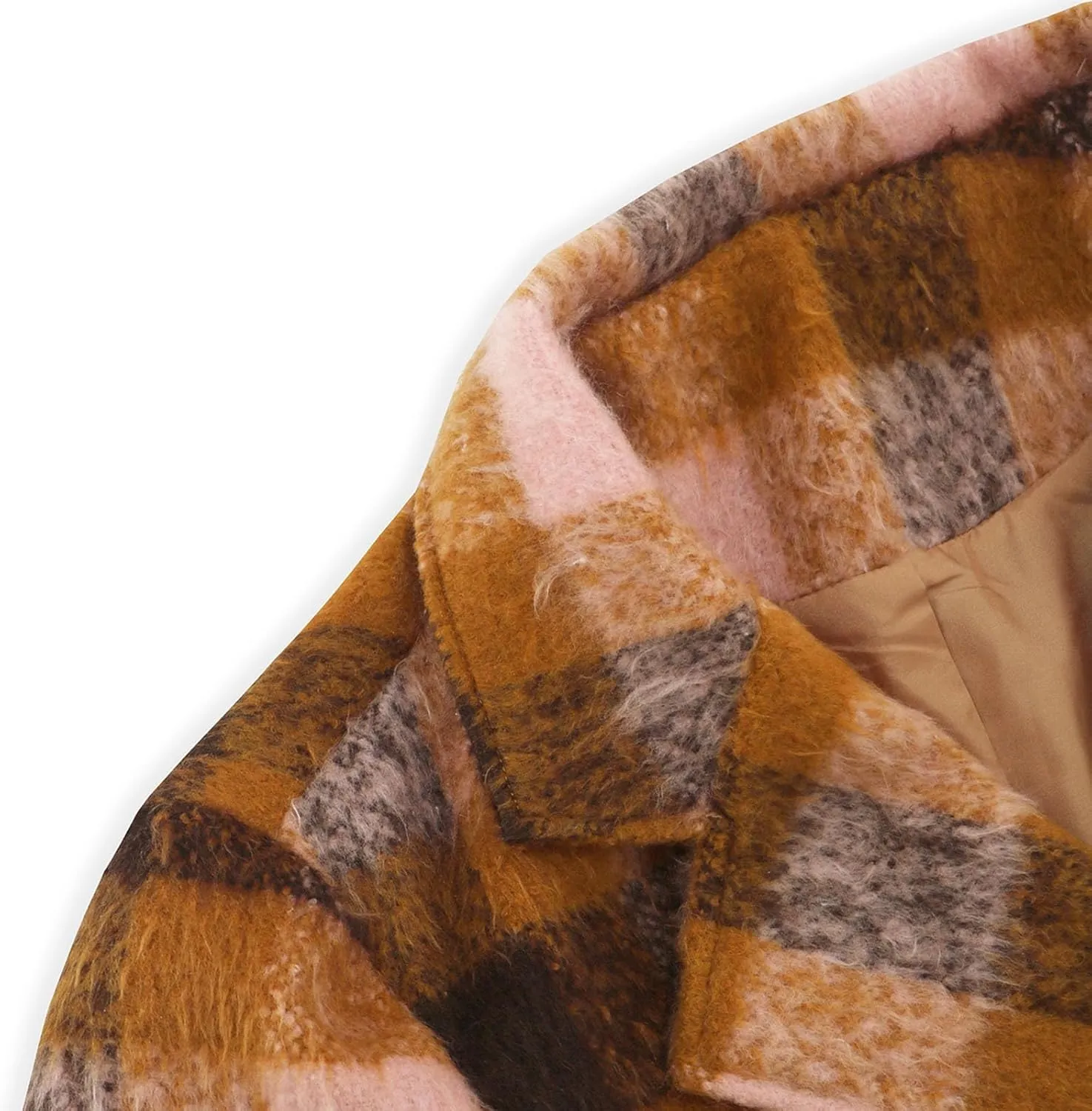 Trench Coat Women with Belt Double Breasted Plaid Coat Wool Blend Peacoat Lapel Overcoat Fashion Fall Winter Outfits