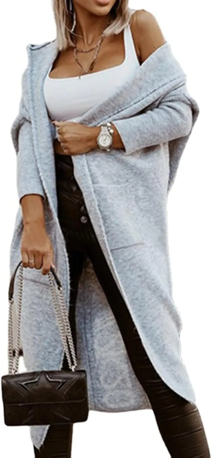 tuduoms Women's Winter Maxi Long Cardigans Fashion Prints Long Sleeve Soft Chunky Knit Oversized Sweater Open Cardigans Coat