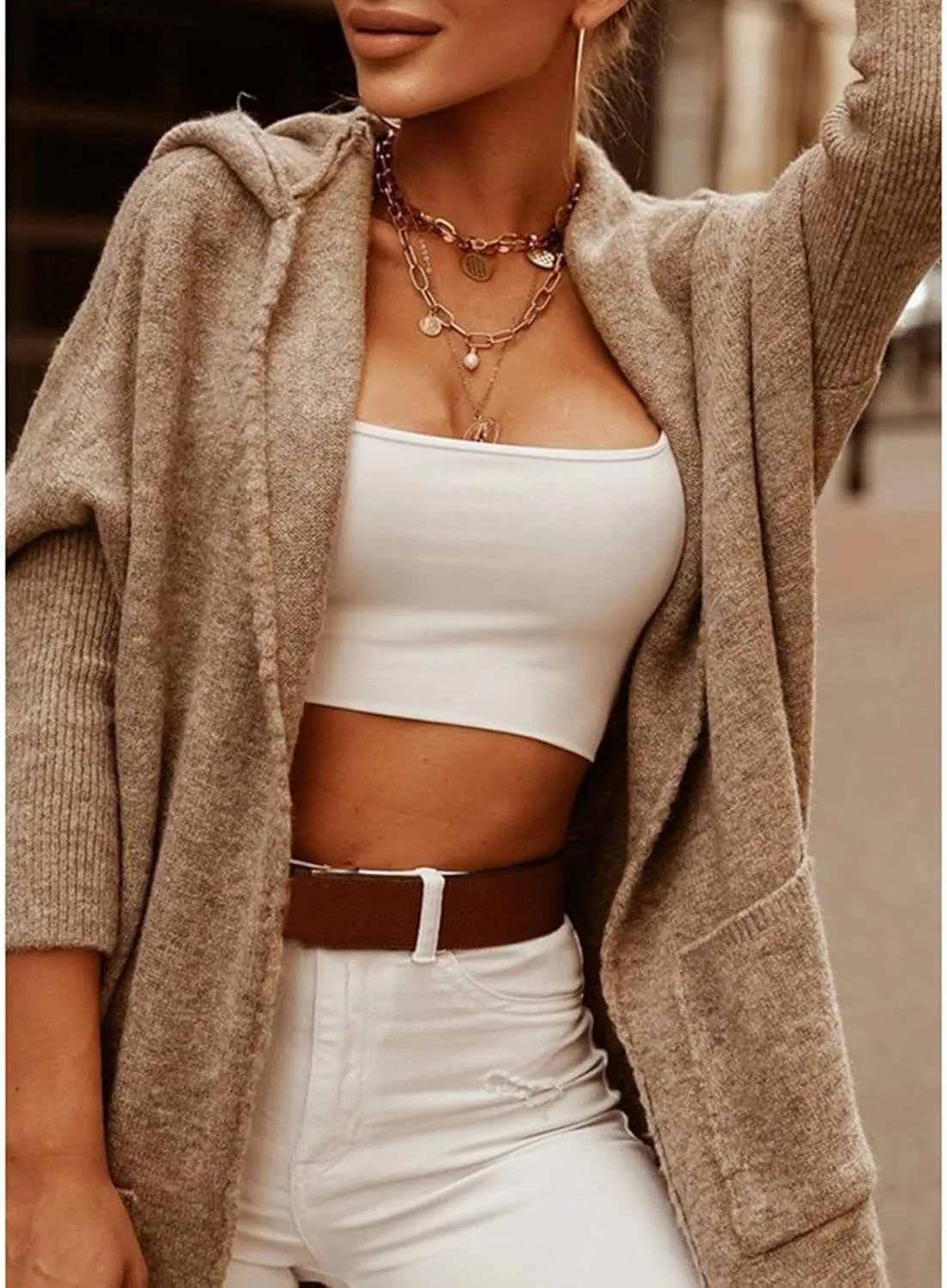 tuduoms Women's Winter Maxi Long Cardigans Fashion Prints Long Sleeve Soft Chunky Knit Oversized Sweater Open Cardigans Coat
