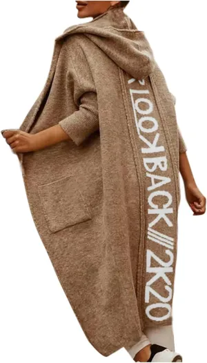 tuduoms Women's Winter Maxi Long Cardigans Fashion Prints Long Sleeve Soft Chunky Knit Oversized Sweater Open Cardigans Coat