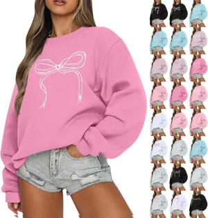 Valentines Sweatshirts for Women Crewneck Comfy Cute Oversized Sweatshirt Baggy Drop Shoulder Cotton Fleece Pullover