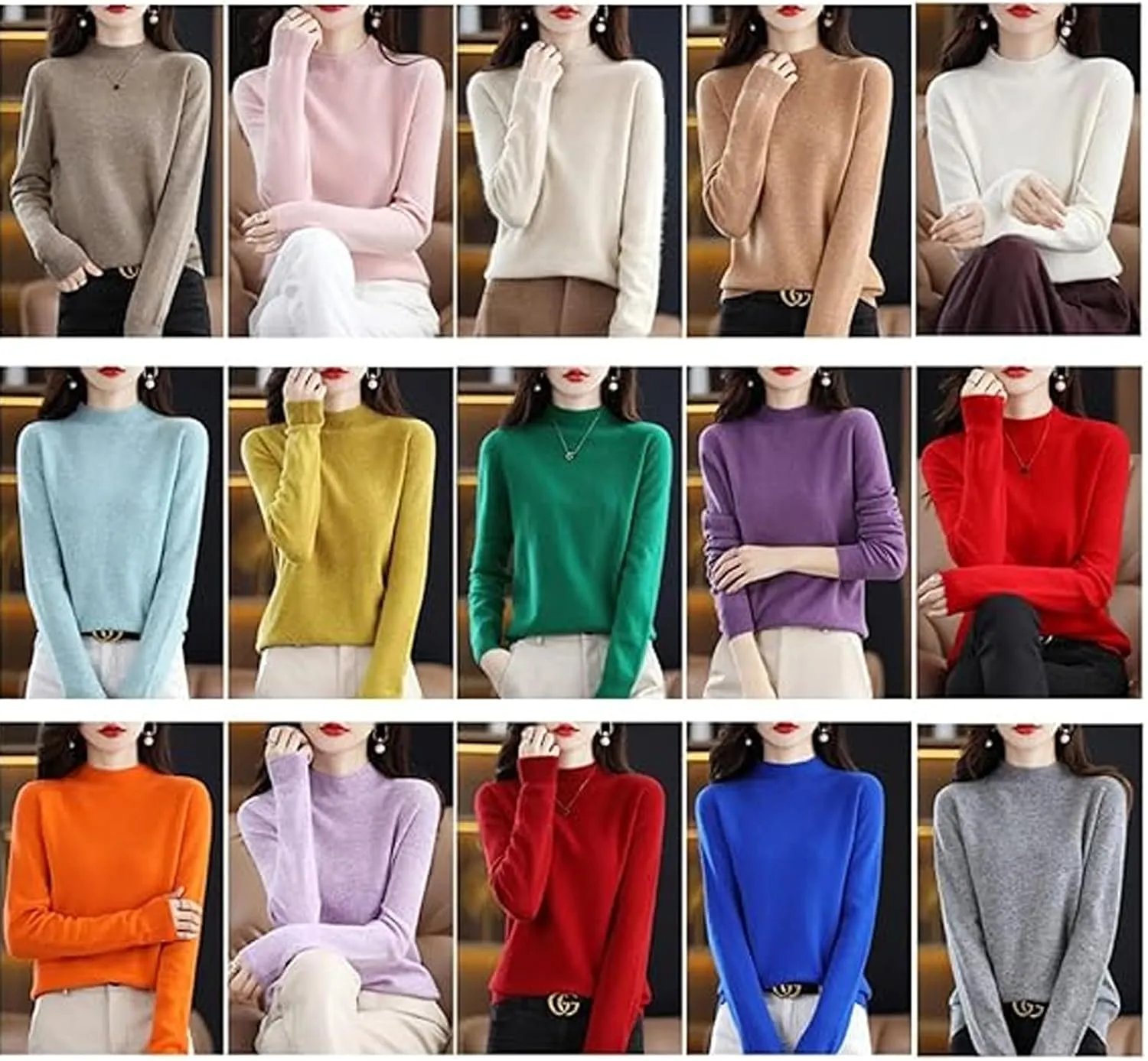 Visulong Cashmere Sweaters, 100 Percent Cashmere Sweaters for Women, New Cashmere Sleeve Crew Neck Soft Warm Knit