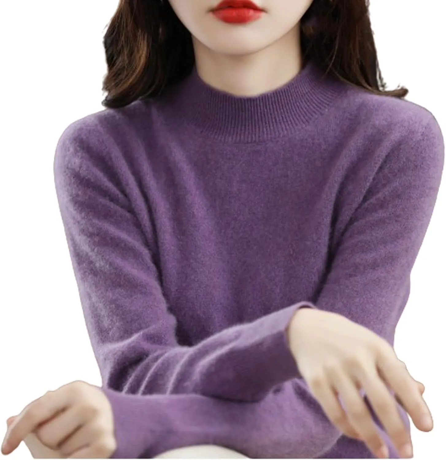 Visulong Cashmere Sweaters, 100 Percent Cashmere Sweaters for Women, New Cashmere Sleeve Crew Neck Soft Warm Knit