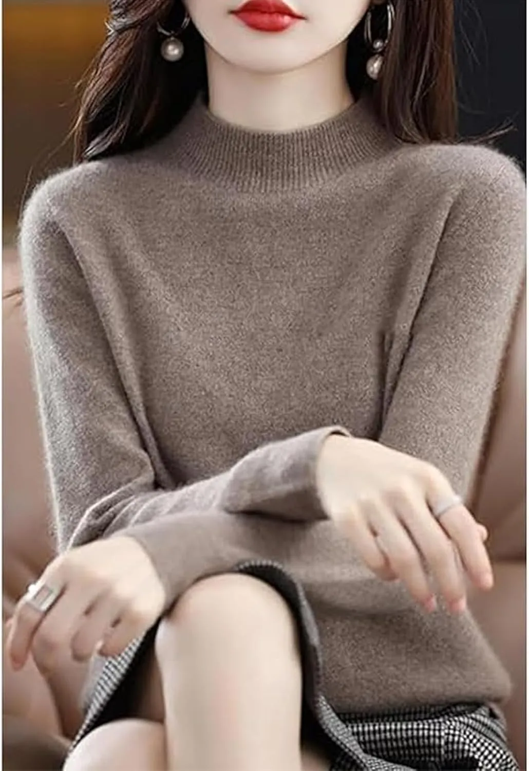 Visulong Cashmere Sweaters, 100 Percent Cashmere Sweaters for Women, New Cashmere Sleeve Crew Neck Soft Warm Knit