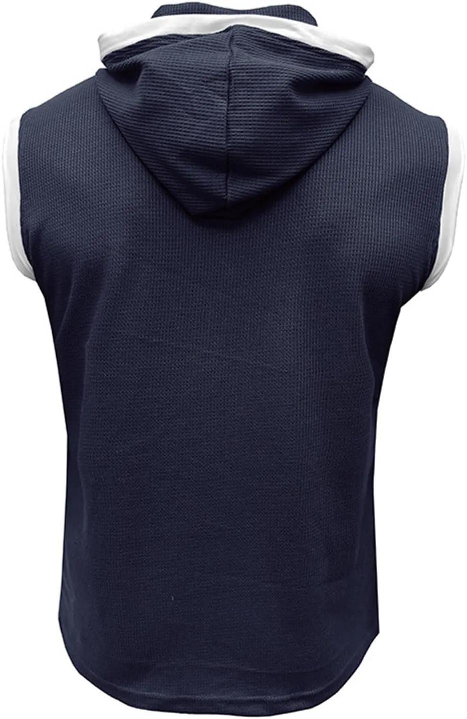 Waffle Tank Top for Men Hooded Shirts Gym Workout Bodybuilding Sleeveless Muscle T Shirts Block Color Vest Hoodies