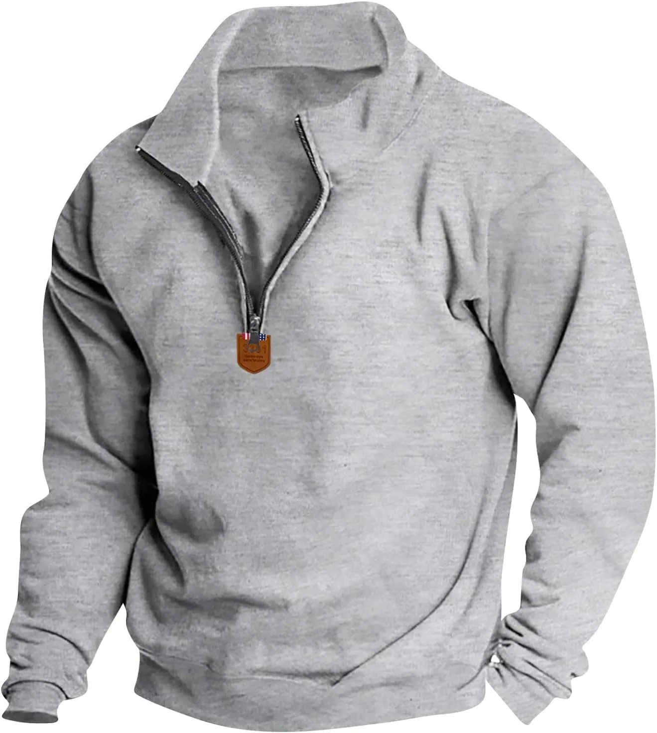 Wankang Men's Quarter Zip Pullover Casual Midweight Sweatshirts Fashion Fleece Sweatshirt Polo Shirt for Men