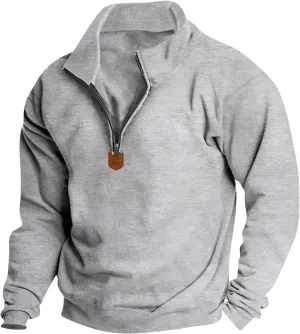 Wankang Men's Quarter Zip Pullover Casual Midweight Sweatshirts Fashion Fleece Sweatshirt Polo Shirt for Men